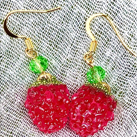 Gold Raspberry Earrings - Picture 6 of 9